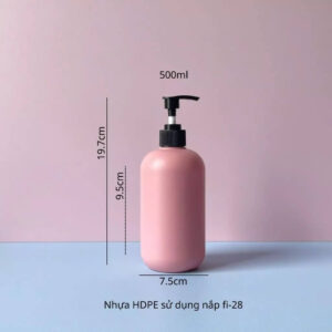 Chai HDPE Hồng vòi nhấn sóng nâu nhám 500ml 2 chai hdpe hong voi nhan song nau nham 500ml 2