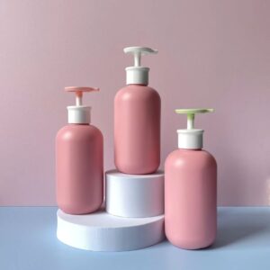 Chai nhựa tròn hồng HDPE vòi nhấn bằng 500ml sử dụng vòi fi28 chuyên dụng