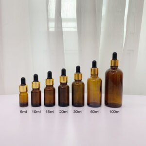 Chai đựng serum nâu khoen vàng núm đen