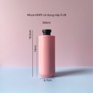 Chai HDPE hồng vai ngang đáy bầu nắp bật