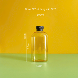 Chai đựng sữa tắm vàng trong vai PET nắp bật đen 500ml